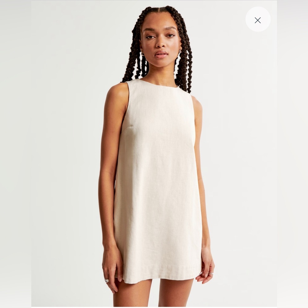 Linen high neck shift dress